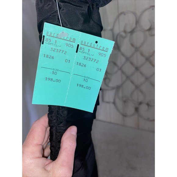 Tadaski Black Crepe Puff Sleeves Formal Knee Length Dress Size 10 NWT Excellent - Picture 10 of 12